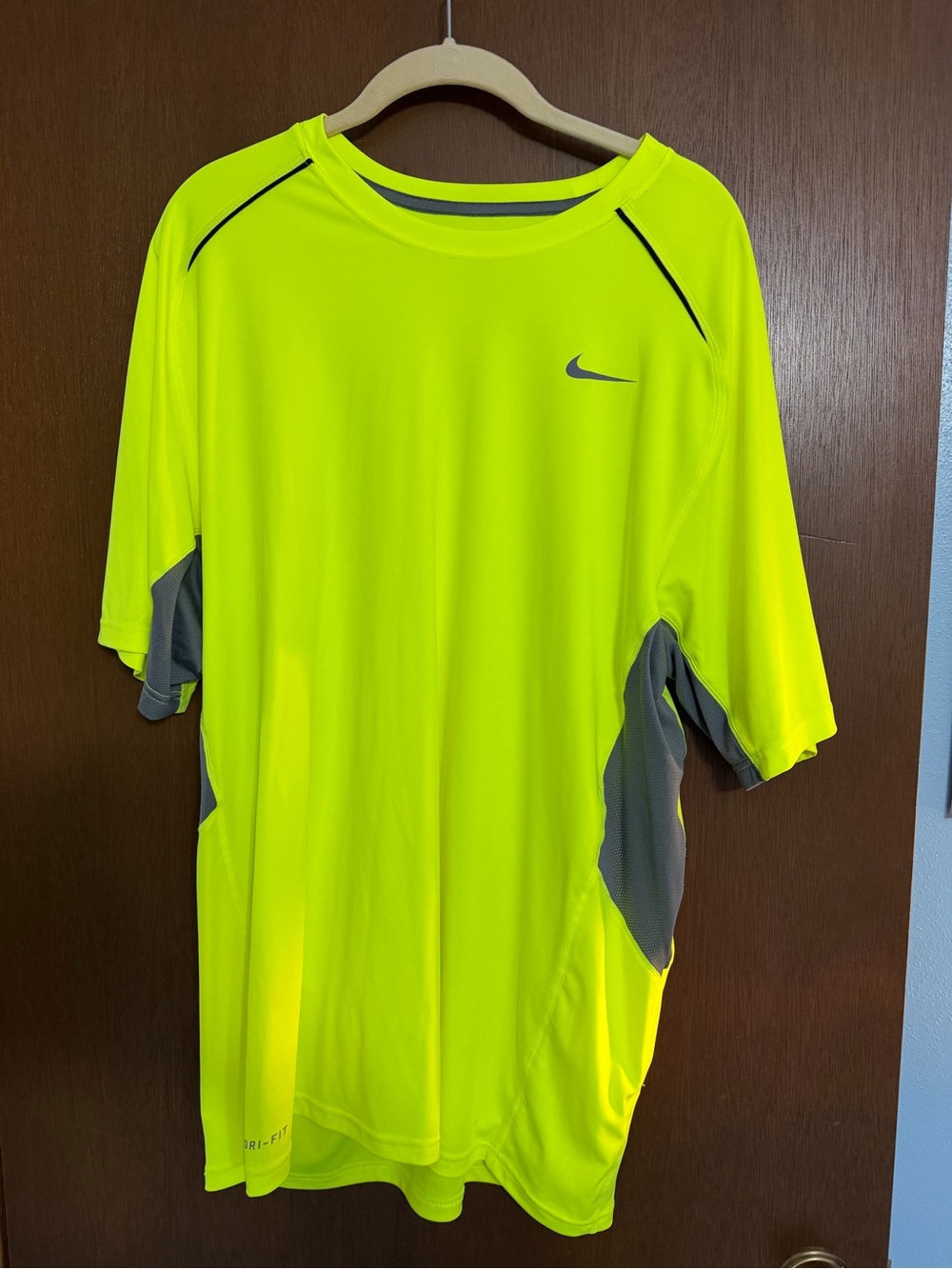 Nike Men’s Short-Sleeve Dri-FIT Shirt — High-Vis Yellow with Gray Accents